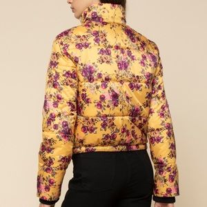 Bridgerton Juicy Couture Gold Floral Puffer Jacket Coat Large